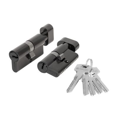 Цилиндровый Fuaro (Фуаро) механизм (200 ZM/80) 2000ZM Knob 80 (35+10+35) BL-24 черный 5Key с вертушк