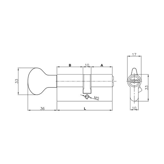 Цилиндровый механизм Kale kilit (Кале килит) с вертушкой 164 SM/62 (26+10+26) mm никель 5 кл.