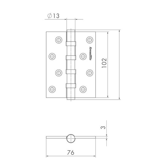 Петля Armadillo (Армадилло) универсальная IN4500UC-BL MWSC-33 102x76x3 INOX304 итальянский тисненый