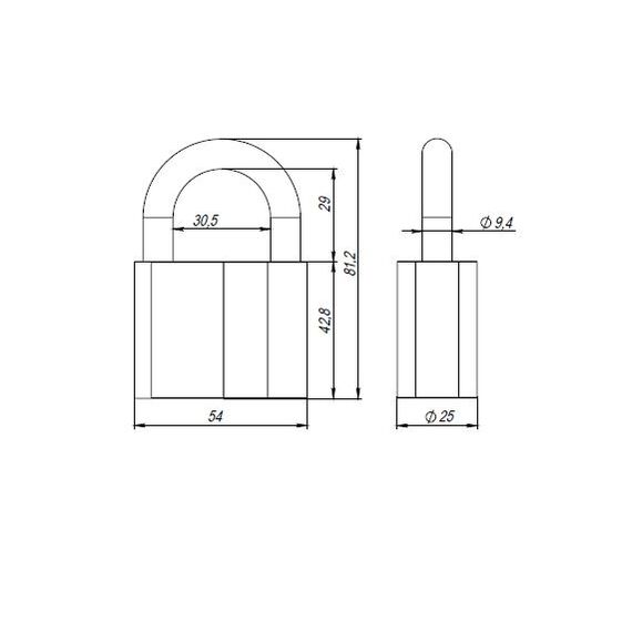 Замок Ajax (Аякс) навесной PD-4060 (PD-40-60) 3 fin key /коробка