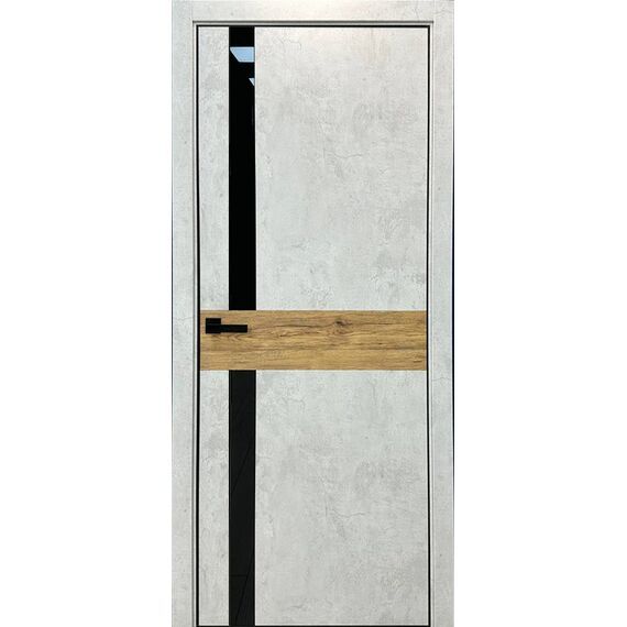 QIN 12 ДО 800*2000 Базальт бел, вст. Дуб миэли (гор, ст. Черное, кромка черная 4-х ст., с врезкой №1