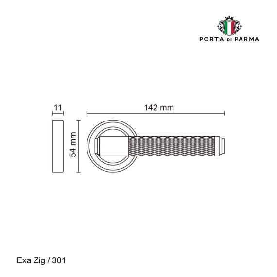 Дверная ручка на розетке PORTA DI PARMA Exa Zig Матовый кофе 301.11