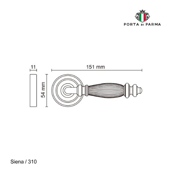 Дверная ручка на розетке PORTA DI PARMA Siena Матовый кофе 310.11
