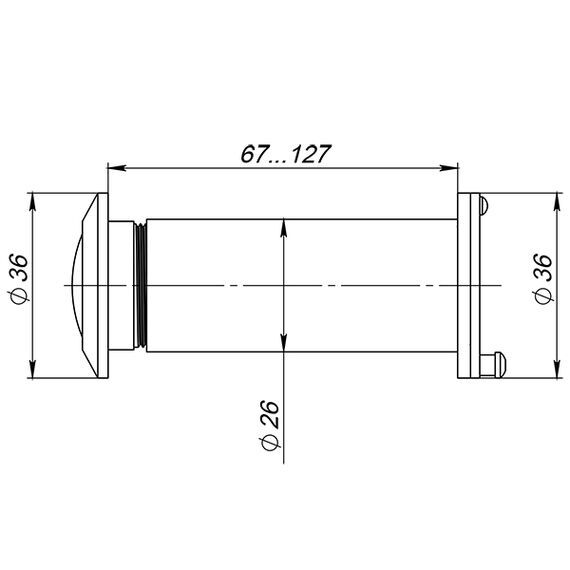 DVZ5, Глазок дверной, 25/180/70x125 (оптика стекло, угол обзора 180) CP Хром Fuaro (Фуаро)
