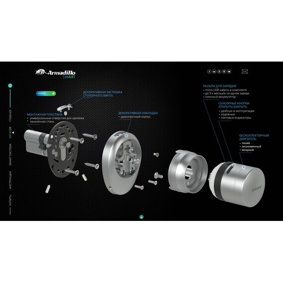 Электронный замок Armadillo (Армадилло) ROTATOR EL. RT01.01 BL Черный