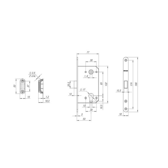 Корпус Fuaro (Фуаро) врезного замка MAGNM85C-50 (M85C-50) SSG сатинированное золото