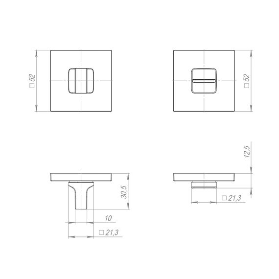 Ручка поворотная BK6.K.JS51 (BK6 JS) SN-3 матовый никель Ajax (Аякс)