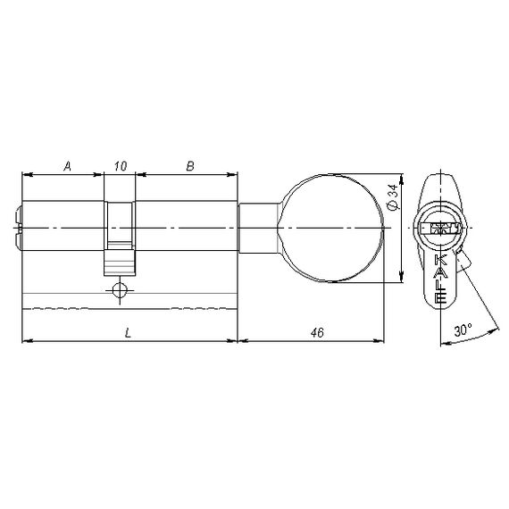 Цилиндровый механизм Kale kilit (Кале килит) с вертушкой 164 SM/80 (35+10+35) mm никель 5 кл.