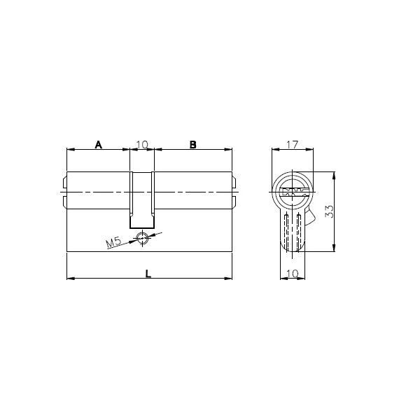 Цилиндровый Kale kilit (Кале килит) механизм 164 SN/90 (40+10+40) mm никель 5 кл.