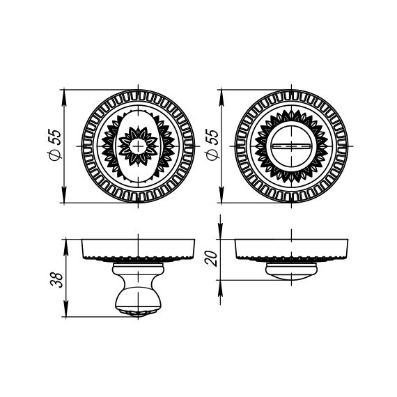 Ручка поворотная WC-BOLT BK6/CL-BB-17 Коричневая бронза