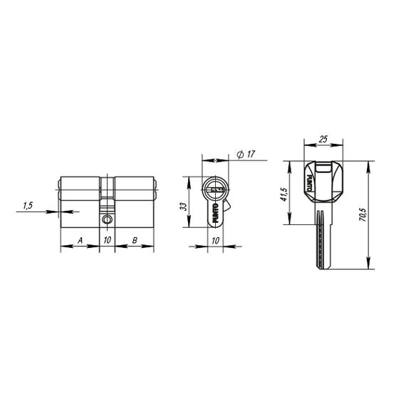 Цилиндровый Punto (Пунто) механизм (Z400/90) Z4000Key90(40+10+40) CP хром