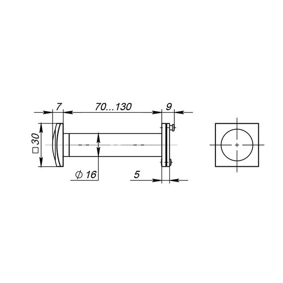 (квадрат) Глазок дверной VIEWER DVQ 70x130/16 BL-24 (черный)
