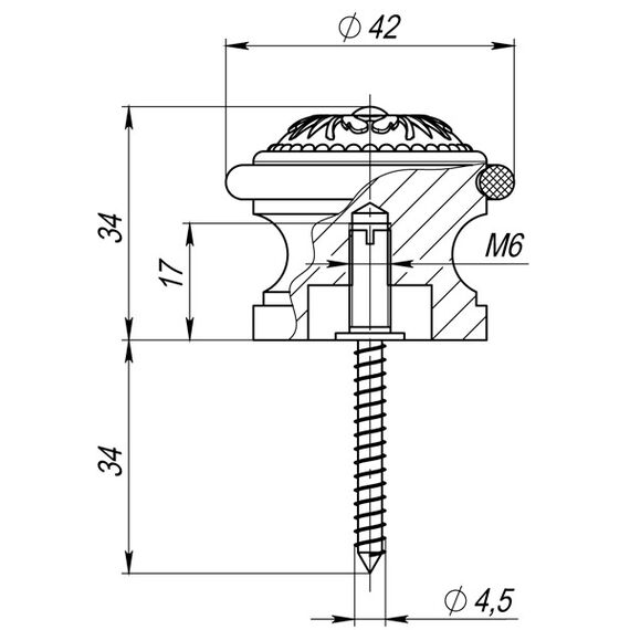 Упор дверной DS SM01 AS-3 античное серебро FUARO