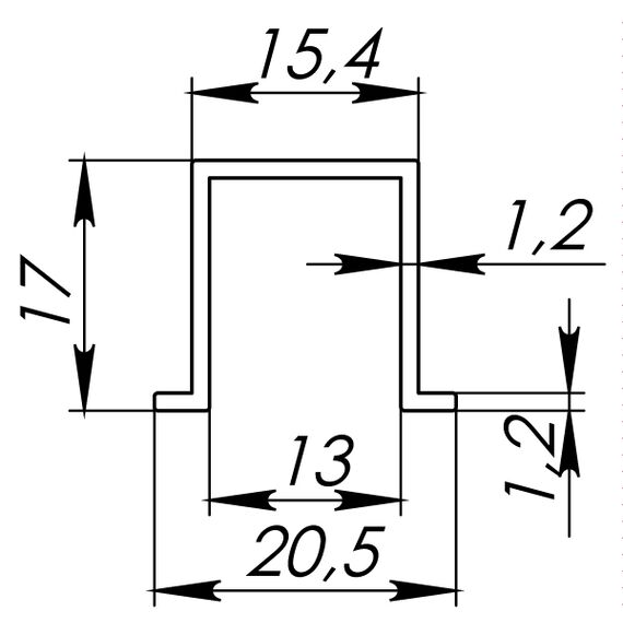 Нижняя направляющая DIY Comfort R 60/80/1000 bottom track (1м) Armadillo